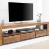 Massives TV-Board MAKASSAR 170cm braun Sheesham stone finish Lowboard drei Schubladen