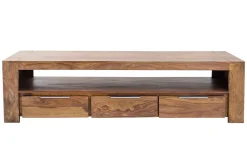 Massives TV-Board MAKASSAR 170cm braun Sheesham stone finish Lowboard drei Schubladen