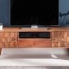 Massives TV-Board MYSTIC LIVING 140cm Akazie natur 3D Oberfläche Massivholz