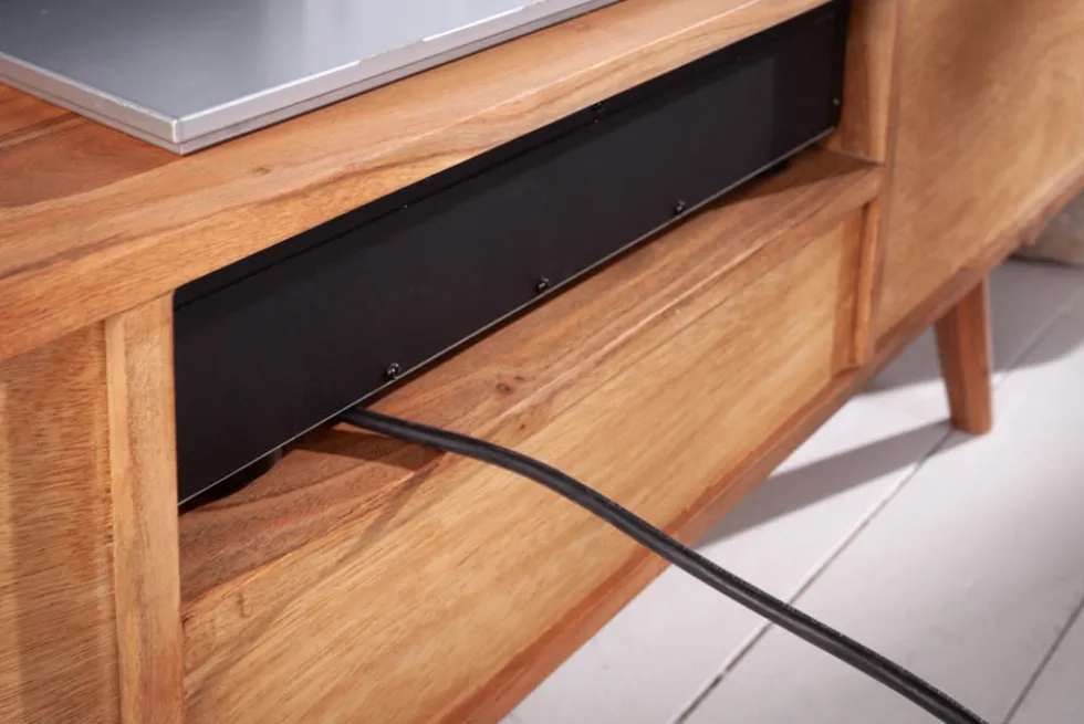 Massives TV-Board MYSTIC LIVING 140cm Akazie natur 3D Oberfläche Massivholz