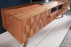 Massives TV-Board MYSTIC LIVING 140cm Akazie natur 3D Oberfläche Massivholz