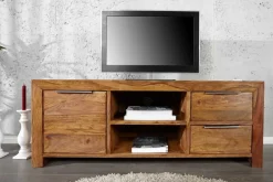 Massives TV-Board PURE 135cm braun Sheesham stone finish Lowboard Palisander