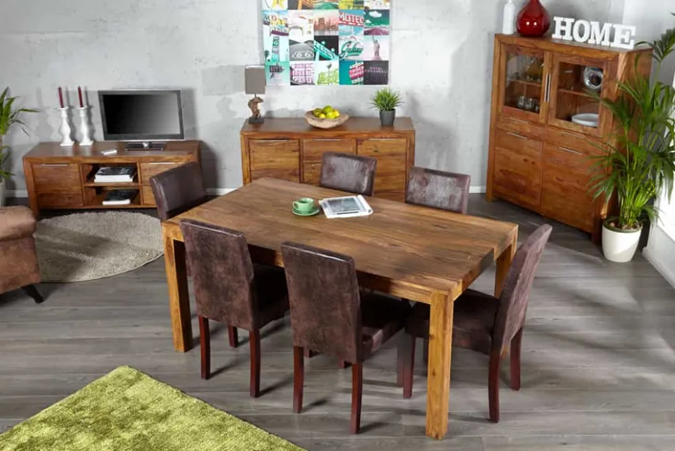 Massives TV-Board PURE 135cm braun Sheesham stone finish Lowboard Palisander