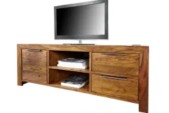 Massives TV-Board PURE 135cm braun Sheesham stone finish Lowboard Palisander