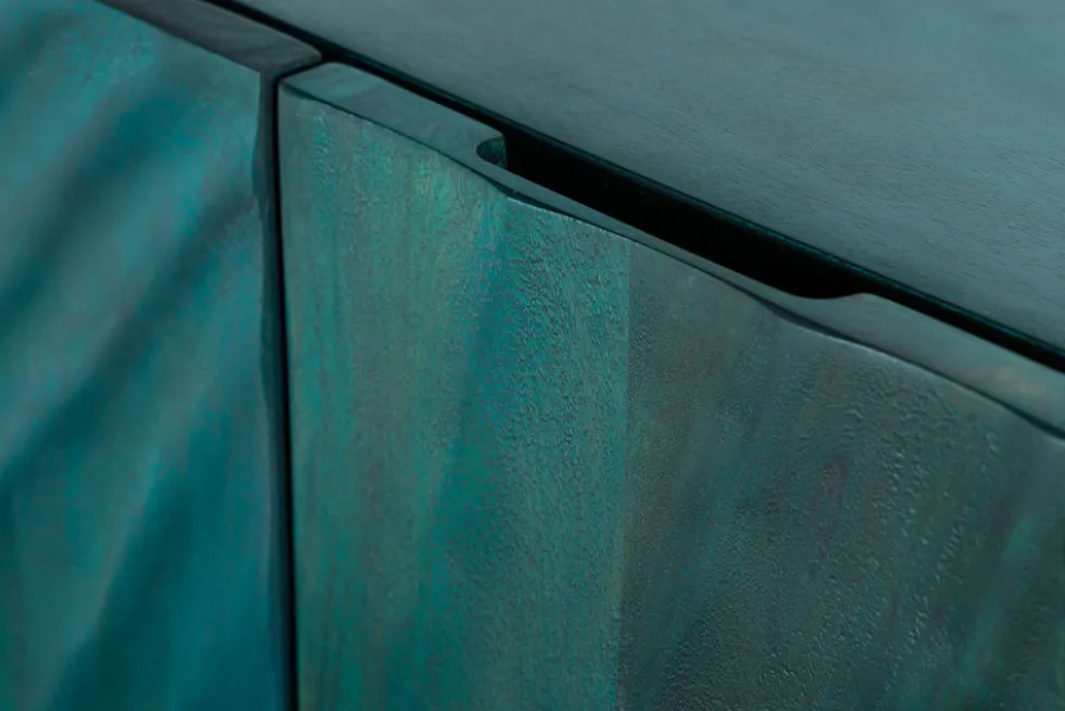 Massives TV-Board SCORPION 160cm türkis Mangoholz hängend Lowboard
