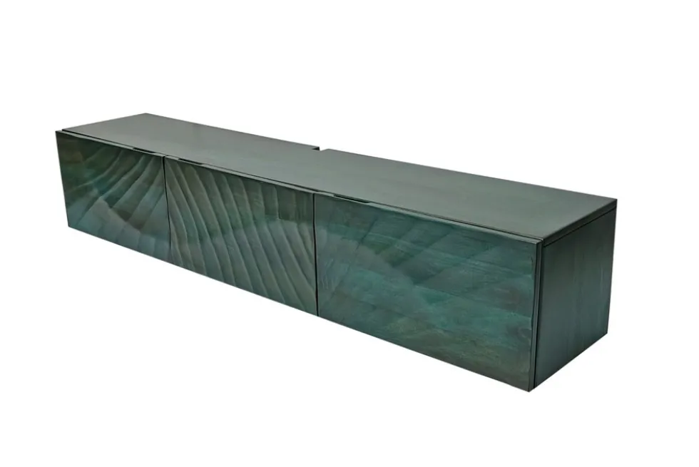 Massives TV-Board SCORPION 160cm türkis Mangoholz hängend Lowboard