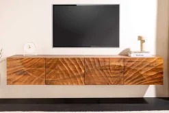 Massives TV-Board SCORPION 200cm braun Mangoholz hängend Lowboard