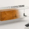 Massives TV-Board SCORPION 160cm schwarz Mangoholz hängend Lowboard