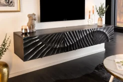 Massives TV-Board SCORPION 160cm schwarz Mangoholz hängend Lowboard