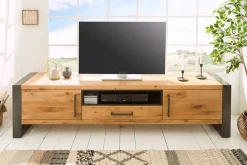 Massives TV-Board THOR 200cm Wild Eiche geölt Lowboard im Industrial Design