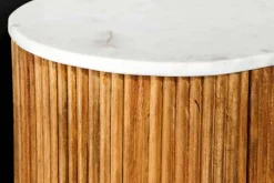 Massives TV-Board TRES CHIC 140cm natur Mangoholz weiß Marmor mit viel Stauraum