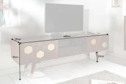 Massives TV-Lowboard MYSTIC LIVING 140cm Akazie braun gold Retro Design