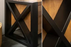 Massives TV-Lowboard THOR 200cm recyceltes Pinienholz im Industrial Design