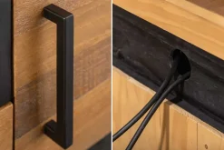 Massives TV-Lowboard THOR 200cm recyceltes Pinienholz im Industrial Design