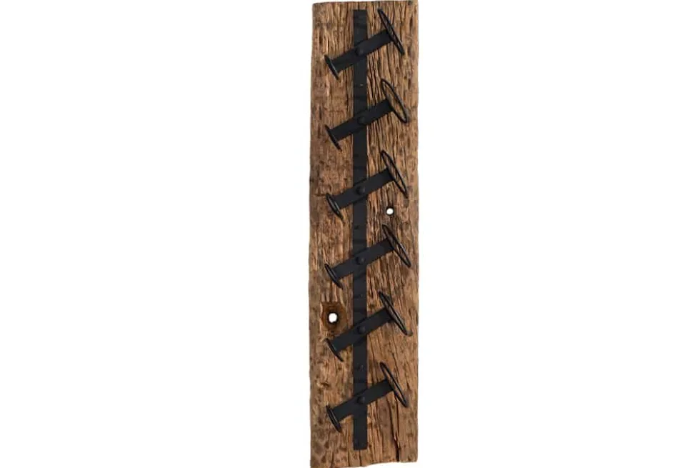 Massives Wand Weinregal BARRACUDA 100cm natur Teakholz Flaschenhalter