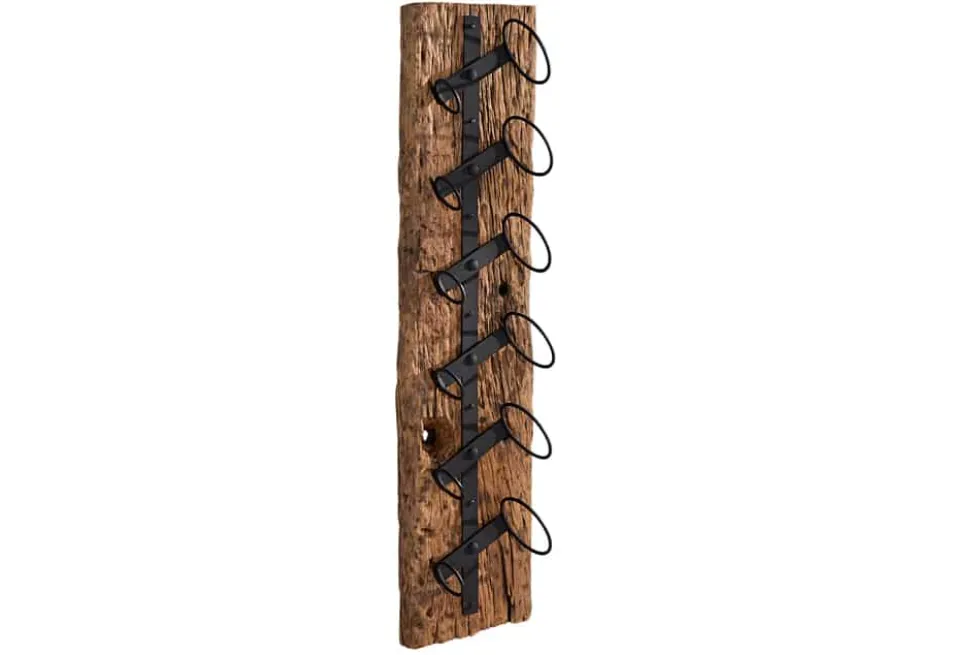 Massives Wand Weinregal BARRACUDA 100cm natur Teakholz Flaschenhalter