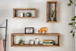 Massives Wandregal 3er Set HEMINGWAY 94cm braun aus Mangoholz