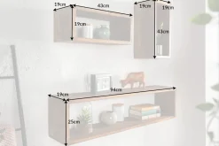 Massives Wandregal 3er Set HEMINGWAY 94cm braun aus Mangoholz