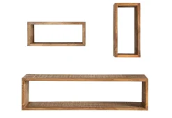 Massives Wandregal 3er Set HEMINGWAY 94cm braun aus Mangoholz