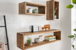 Massives Wandregal 3er Set HEMINGWAY 94cm braun aus Mangoholz
