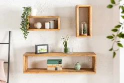 Massives Wandregal 3er Set HEMINGWAY 94cm aus Mangoholz