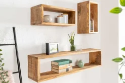 Massives Wandregal 3er Set HEMINGWAY 94cm aus Mangoholz