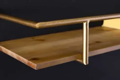 Massives Wandregal HERITAGE 75cm natur Pinienholz gold Metall