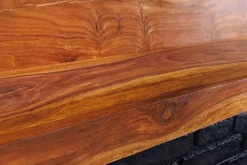 Massives Wandregal MAKASSAR 80cm braun Sheeshamholz stone finish handmade