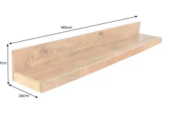 Massives Wandregal MAKASSAR 140cm natur Mangoholz handmade