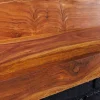 Massives Wandregal MAKASSAR 140cm braun Sheeshamholz stone finish