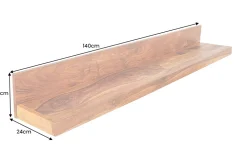 Massives Wandregal MAKASSAR 140cm braun Sheeshamholz stone finish