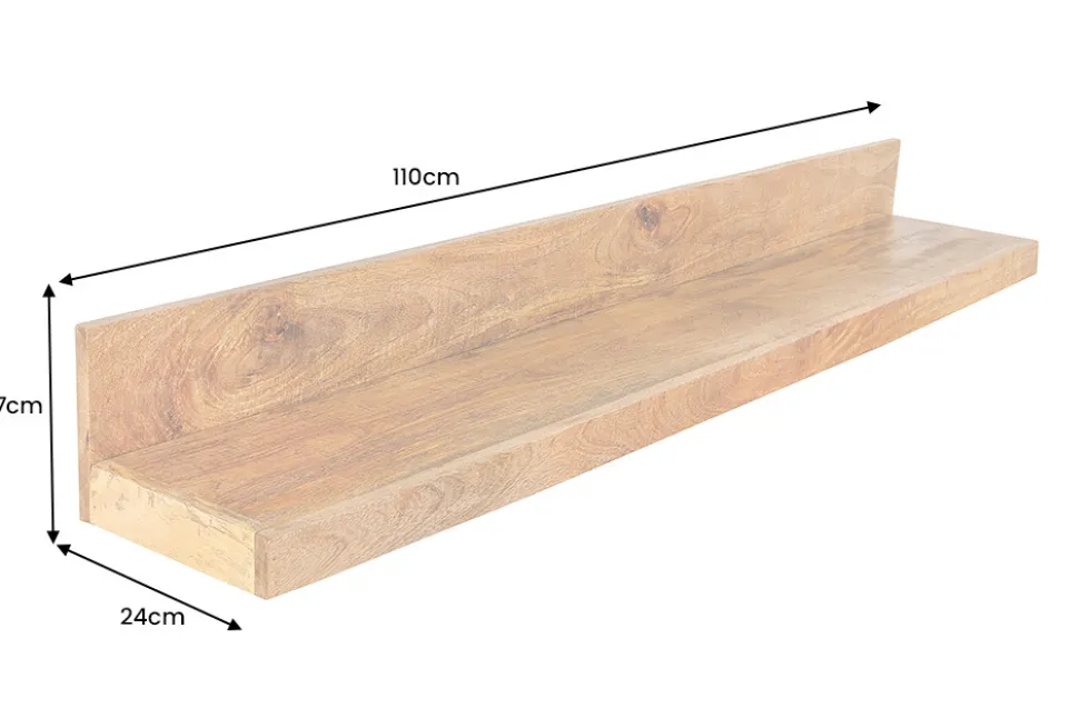 Massives Wandregal MAKASSAR 110cm natur Mangoholz handmade