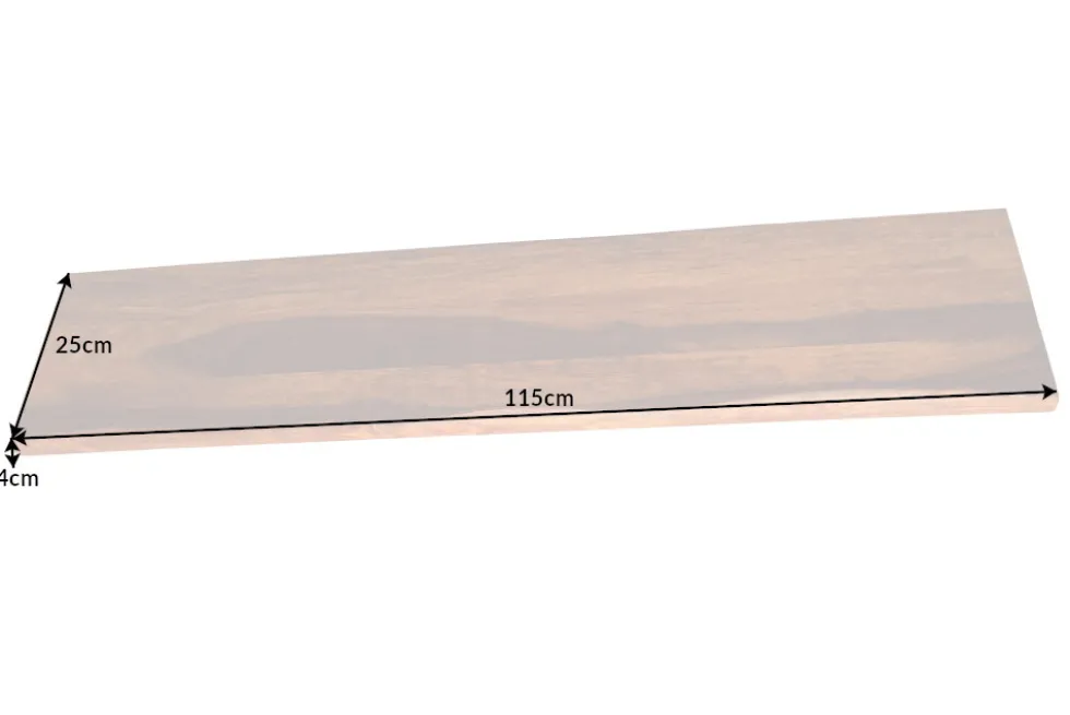 Massives Wandregal MAMMUT 115cm braun Sheesham stone finish Regalbrett Baumkante