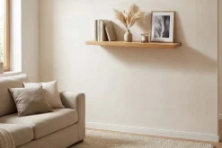 Massives Wandregal PURE 80cm Mango natur cream finish Mangoholz Steckregal