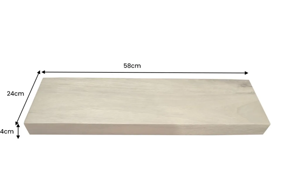Massives Wandregal PURE 60cm Mango natur cream finish Mangoholz Steckregal