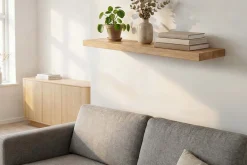 Massives Wandregal PURE 60cm Mango natur cream finish Mangoholz Steckregal