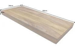 Massives Wandregal PURE 60cm braun stone finish Sheeshamholz Steckregal