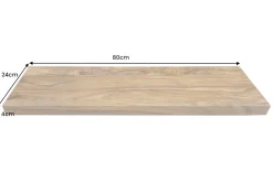 Massives Wandregal PURE 80cm braun stone finish Sheeshamholz Steckregal