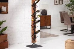 Massives Weinregal BARRACUDA 140cm Teakholz rustikaler Flaschenhalter