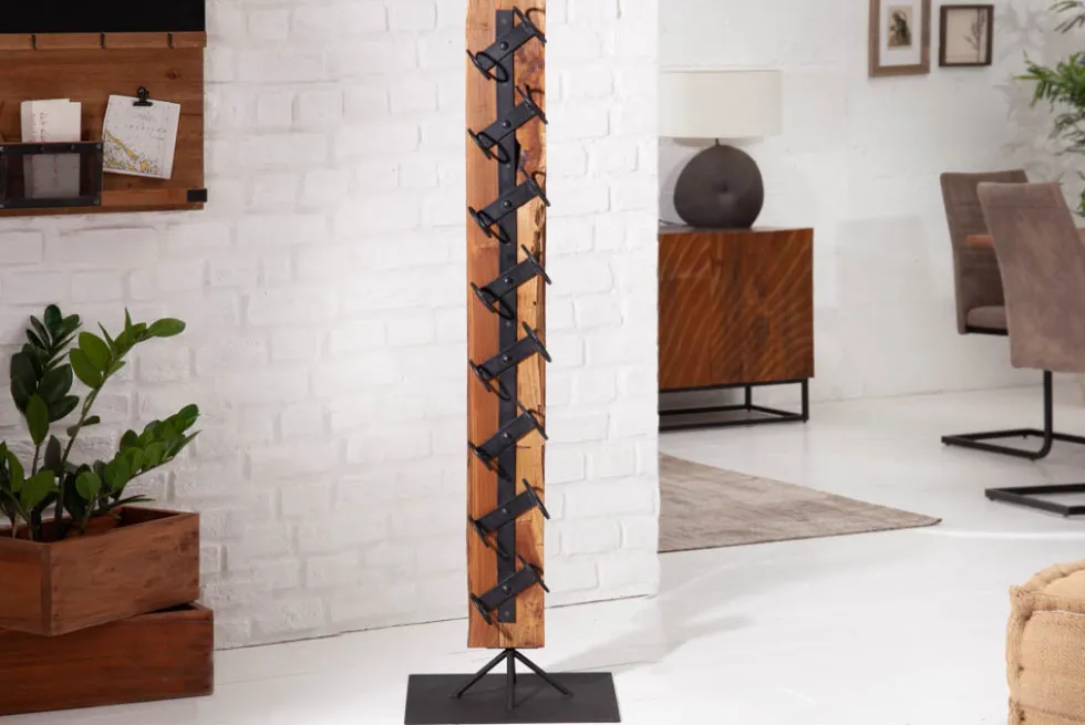 Massives Weinregal BARRACUDA 140cm Teakholz rustikaler Flaschenhalter