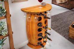 Massives Weinregal BODEGA 84cm natur Pinienholz Weinfass Barschrank für 14 Flaschen