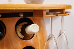 Massives Weinregal BODEGA 84cm natur Pinienholz Weinfass Barschrank für 14 Flaschen
