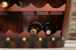 Massives Weinregal BODEGA 80cm coffee braun Pinie Fass-Bartisch für 23 Flaschen