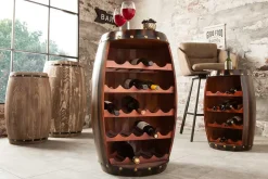 Massives Weinregal BODEGA 80cm coffee braun Pinie Fass-Bartisch für 23 Flaschen