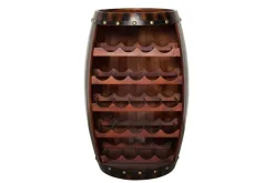 Massives Weinregal BODEGA 80cm coffee braun Pinie Fass-Bartisch für 23 Flaschen