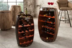 Massives Weinregal BODEGA 80cm coffee braun Pinie Fass-Bartisch für 23 Flaschen