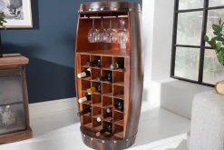 Massives Weinregal BODEGA 97cm coffee braun Pinie Fass-Bartisch für 24 Flaschen