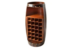 Massives Weinregal BODEGA 97cm coffee braun Pinie Fass-Bartisch für 24 Flaschen