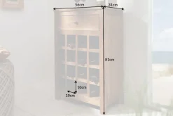 Massives Weinregal HEMINGWAY 56cm recyceltes Massivholz Weinschrank für 16 Flaschen