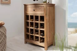Massives Weinregal HEMINGWAY 56cm recyceltes Massivholz Weinschrank für 16 Flaschen